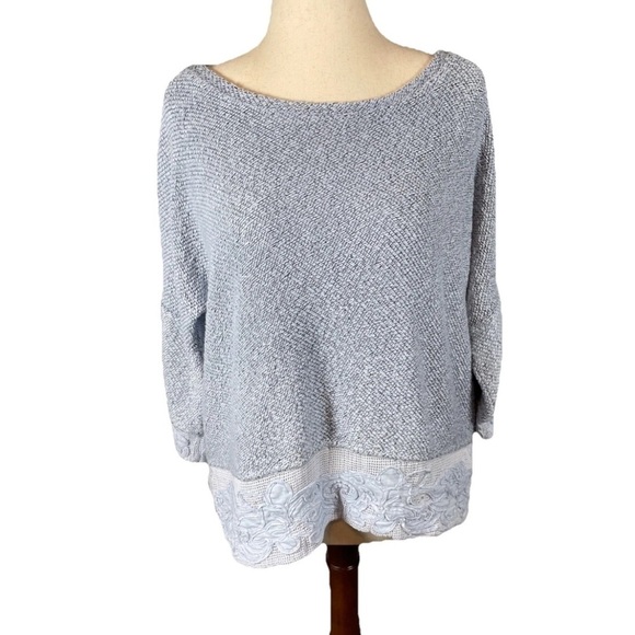 Soft Surroundings Sweater Pullover Size Petite Large Knit Embroidery Accent - Picture 1 of 7
